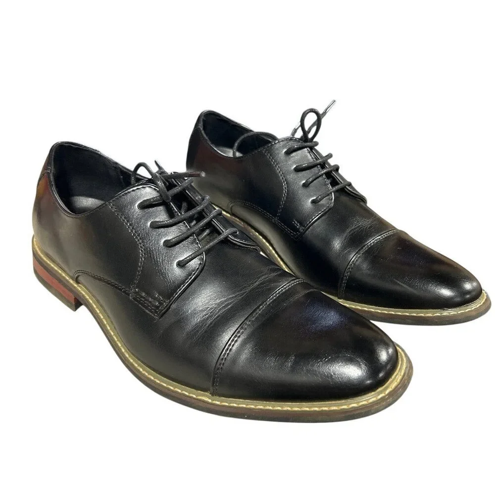 Bruno Marc Mens Size 10.5 Black Faux Leather Lace Up Prince Classic Oxford Shoes